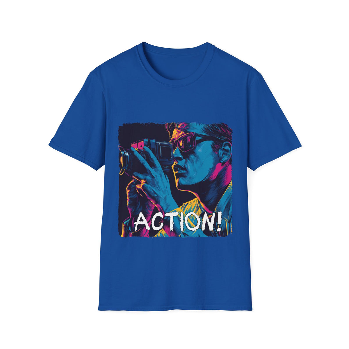 🎥 Action! - Film Graphic Tee – Cinema Lover T-Shirt, Unisex, Colors ⚫🔵🔴🟡⚪