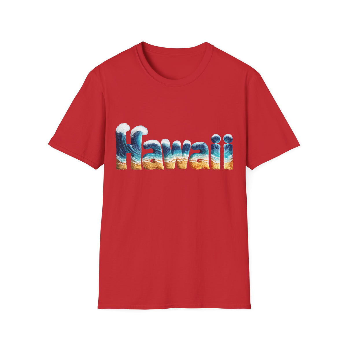 🌊 Hawaii Tropical Beach & waves T-Shirt, Unisex, Colors ⚫🔵🔴🟠🟡⚪