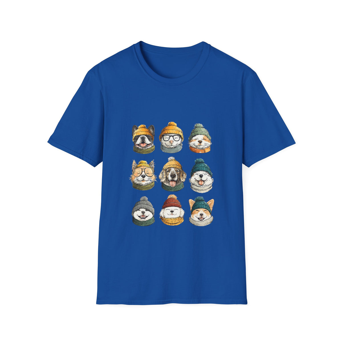 🐶 Cute Dogs Collage T-Shirt – Dog Lover Graphic Tee, Unisex, Colors ⚫🔵🔴🟠🟡⚪