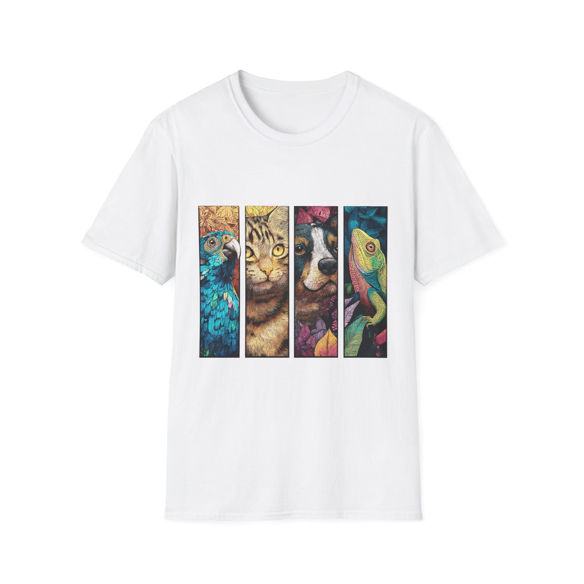 🐾 Pet Lovers Collage T-Shirt – Cute Pets Graphic Tee Animal Lover, Unisex, Colors ⚫🔵🔴🟢🟠🟡⚪