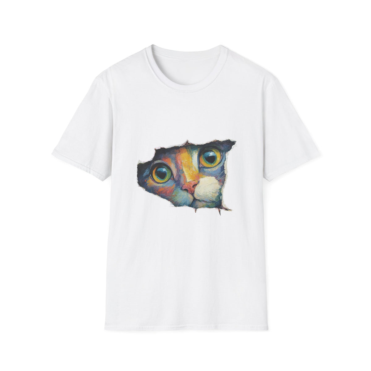 🐱 Cute Cat Peeking T-Shirt – Funny Cat Lover Gift, Unisex, Colors ⚫🔵🔴🟠🟡⚪