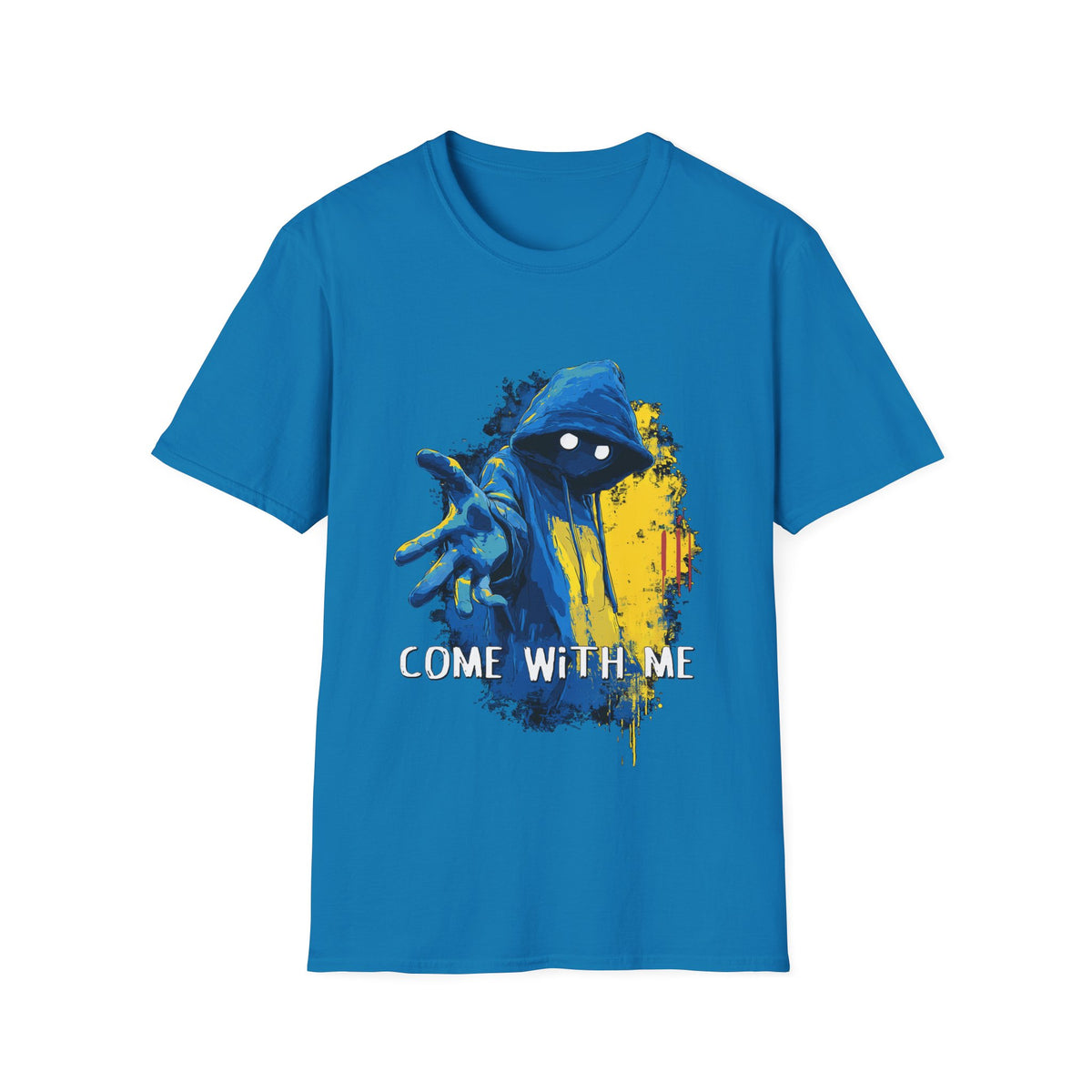 🚶‍♂️ COME WITH ME – Superhero Style Graphic T-Shirt, Unisex, Colors ⚫🔵🔴🟢🟡⚪
