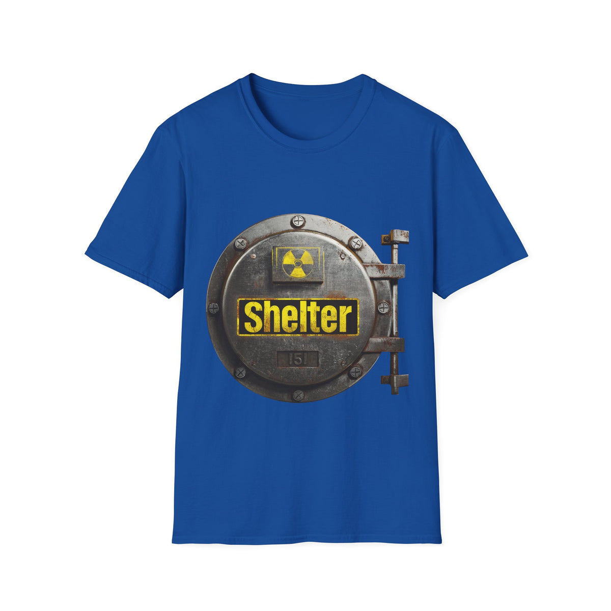 ☢️ Shelter T-Shirt – Post-Apocalyptic, Unisex, Colors ⚫🔵🔴🟠🟡⚪
