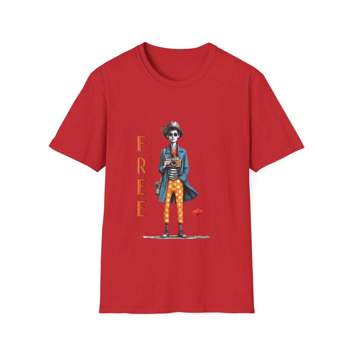 📷 Be "FREE" T-Shirt | Vintage Illustration, Unisex, Colors ⚫🔵🔴🟡⚪