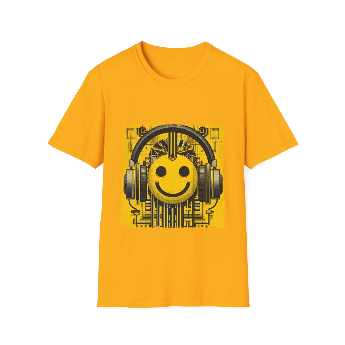 🎧 Smiley T-Shirt – Music, Good Vibes & Happy Days, Unisex, Colors ⚫🔵🔴🟠🟡⚪