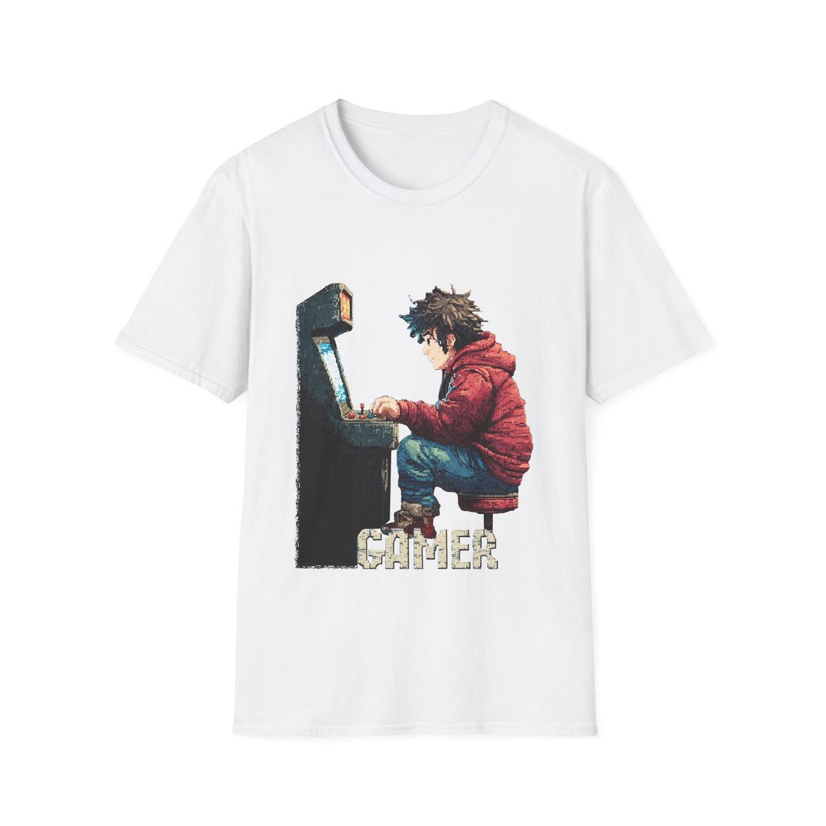 🕹️ Retro Arcade Gamer T-Shirt, Unisex, Colors ⚫🔵🔴🟠🟡⚪