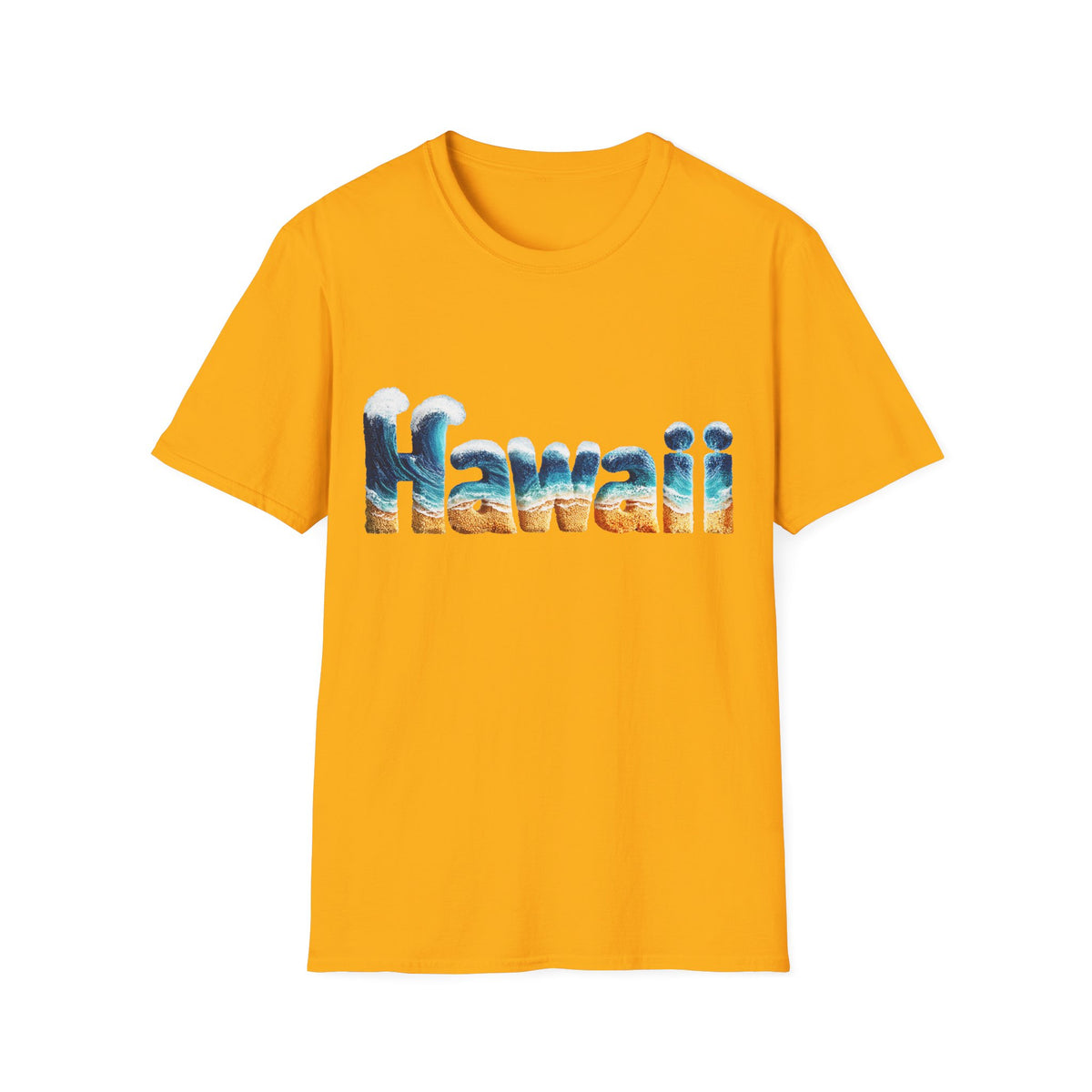 🌊 Hawaii Tropical Beach & waves T-Shirt, Unisex, Colors ⚫🔵🔴🟠🟡⚪