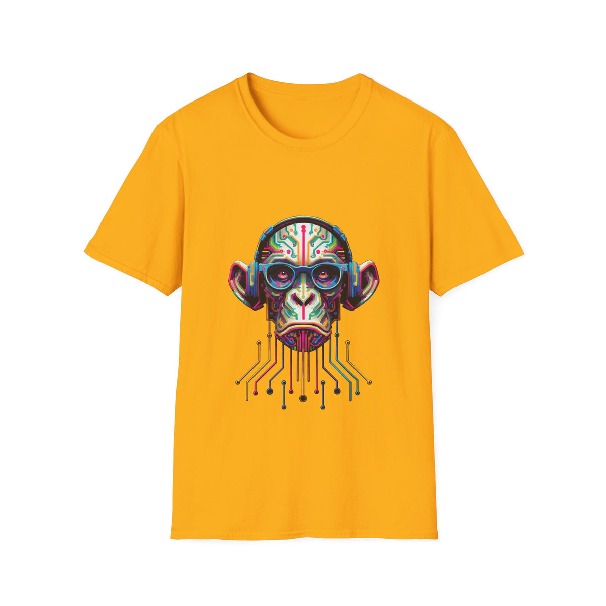 🐵 Tech Chimp T-Shirt – Fun Tech Monkey Graphic Tee, Unisex, Colors ⚫🔵🔴🟡⚪
