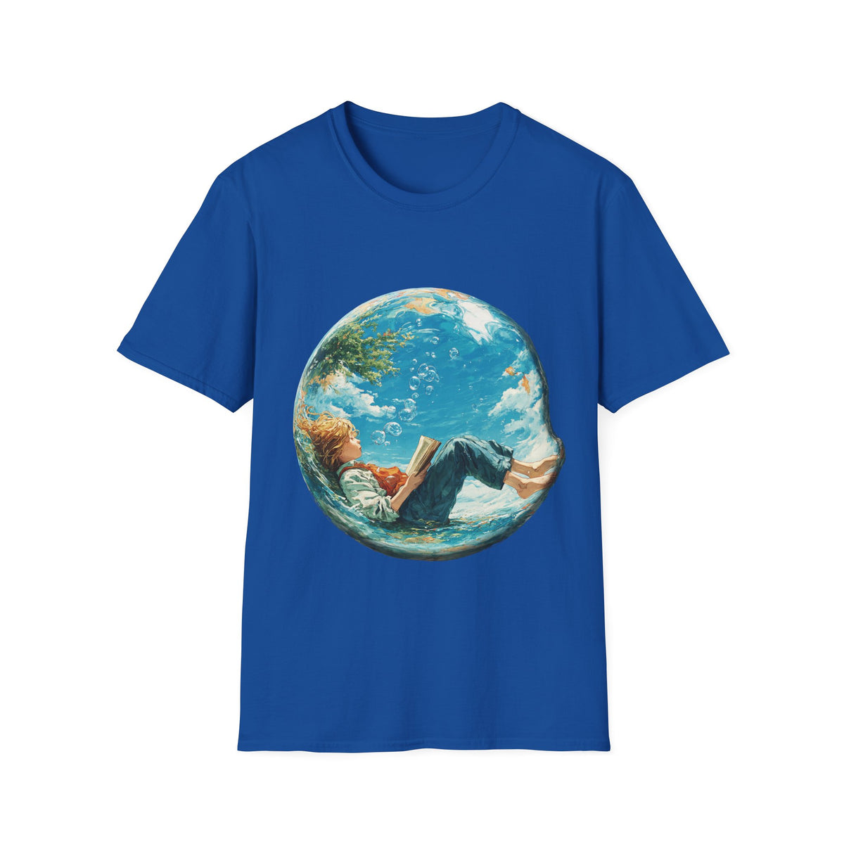 🕮 The Reading Bubble T-Shirt – Book Lover Graphic Tee, Unisex, Colors ⚫🔵🔴🟡⚪