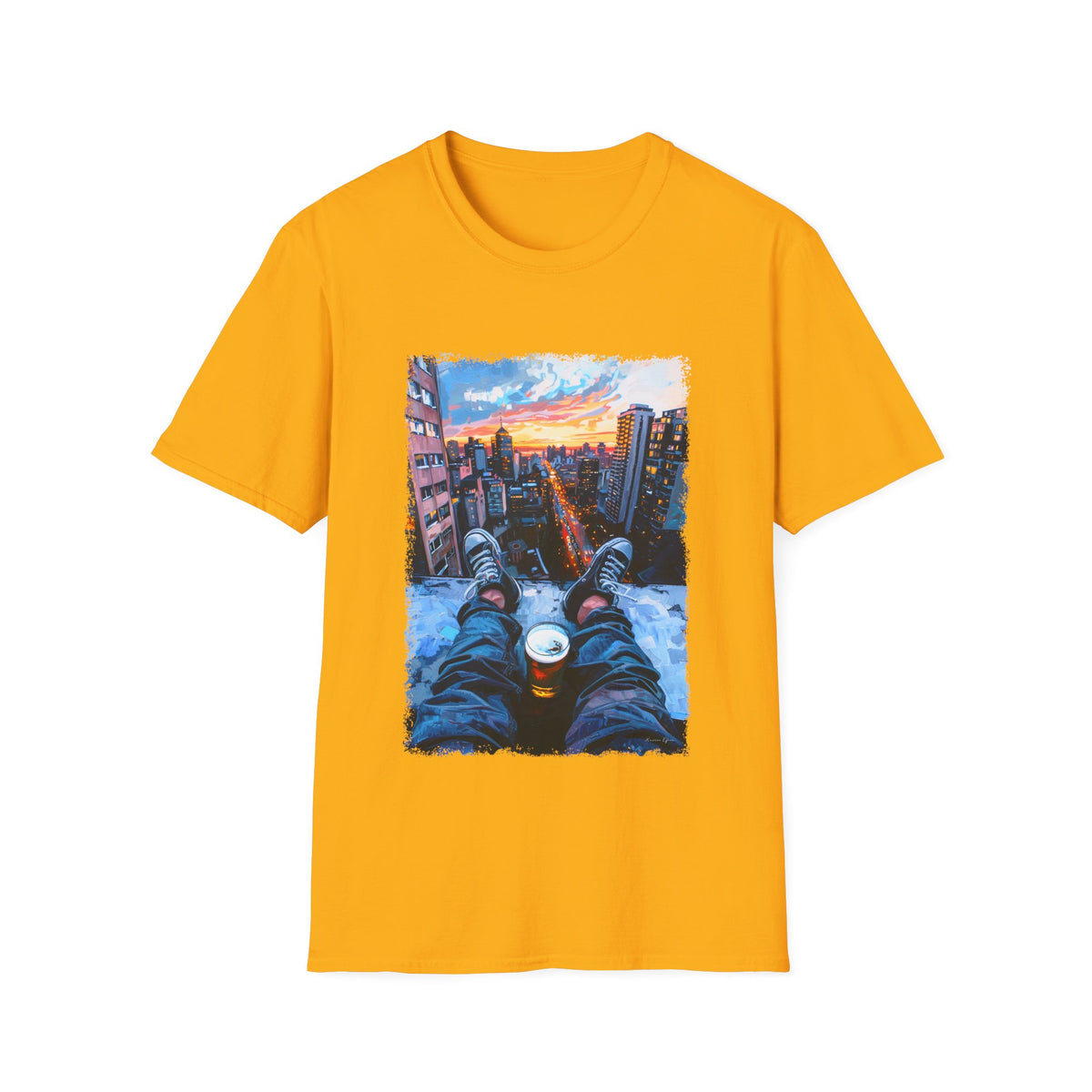 🍺 Chill Beer Rooftop Vibes T-Shirt, Unisex, Colors ⚫🔵🔴🟢 🟠 🟡⚪