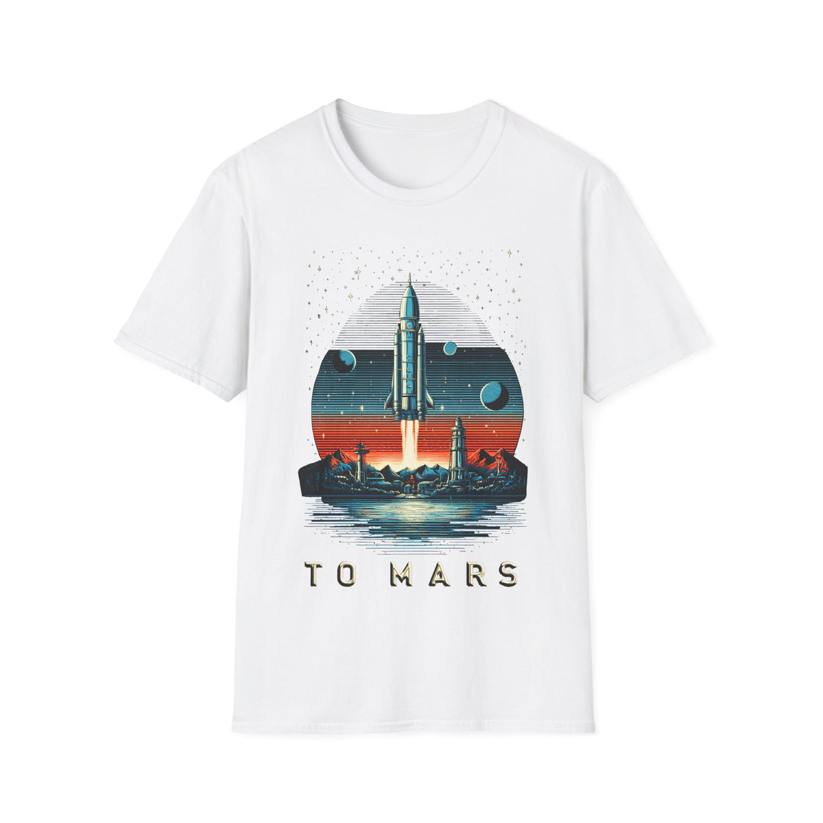 🚀 'To Mars' Space Graphic T-Shirt, Unisex, Colors ⚫🔵🔴🟡⚪