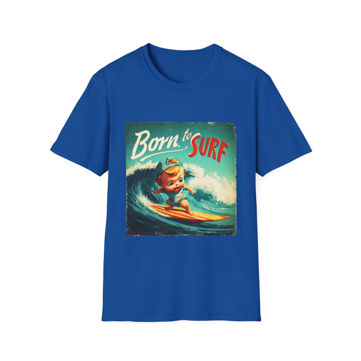 🏄 Baby Surfer – Vintage Vibes Cute Surfing Sports T-Shirt, Unisex, Colors ⚫🔵🔴🟡⚪