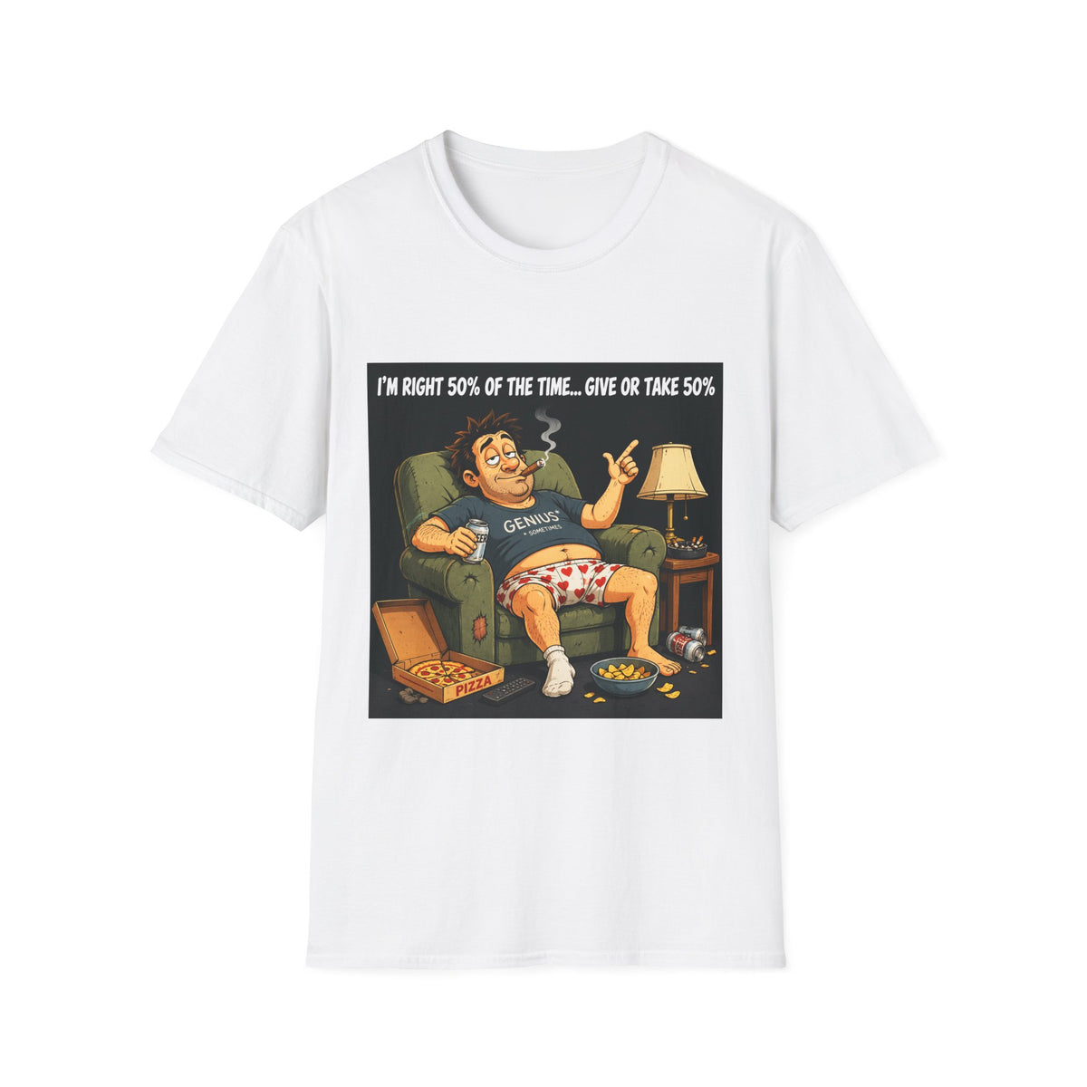 🤡 Funny T-Shirt - They say I'm right 50% of the time... Give or Take 50%, Unisex, Colors ⚫🔵🔴🟠🟡⚪