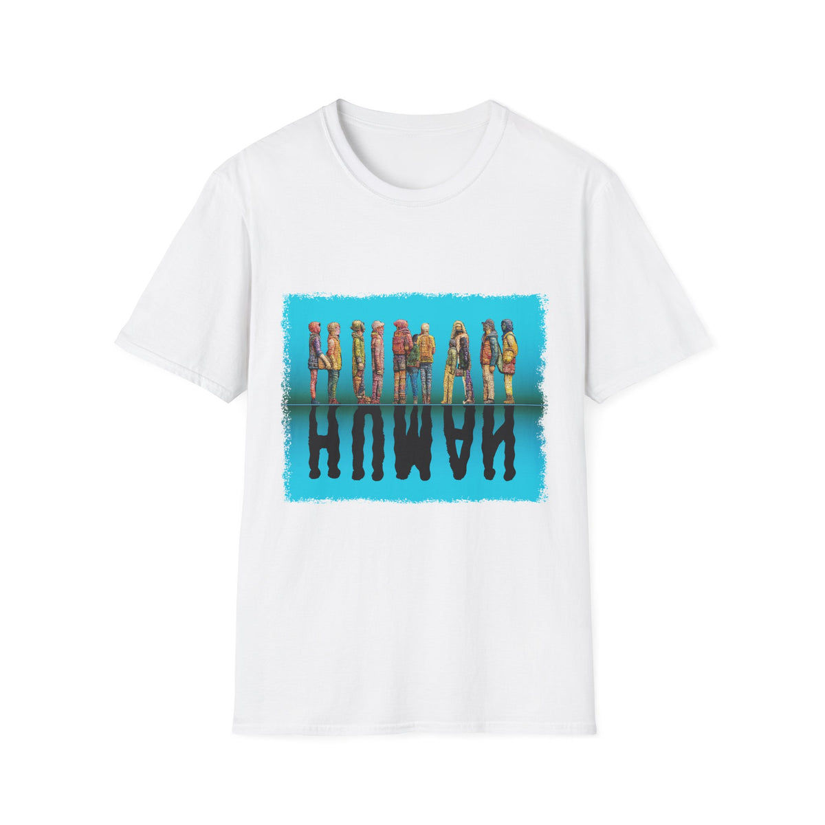 👥 HUMAN Typography T-Shirt, Unisex, Colors ⚫🔵🔴🟡⚪