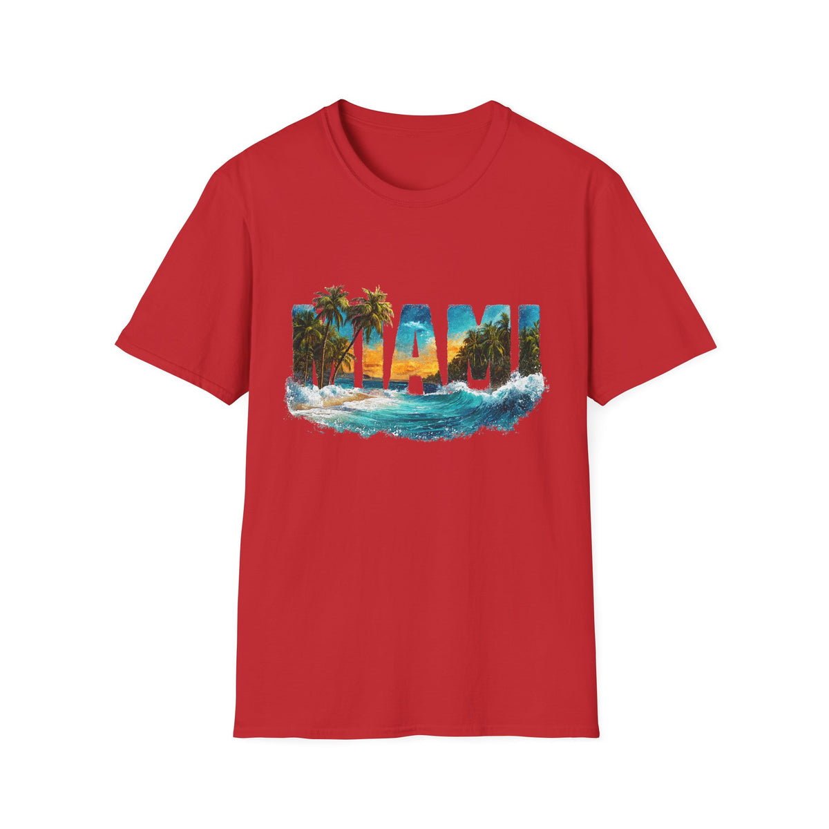 🏖️ Miami Sunset T-Shirt, Unisex, Colors ⚫🔵🔴🟡⚪