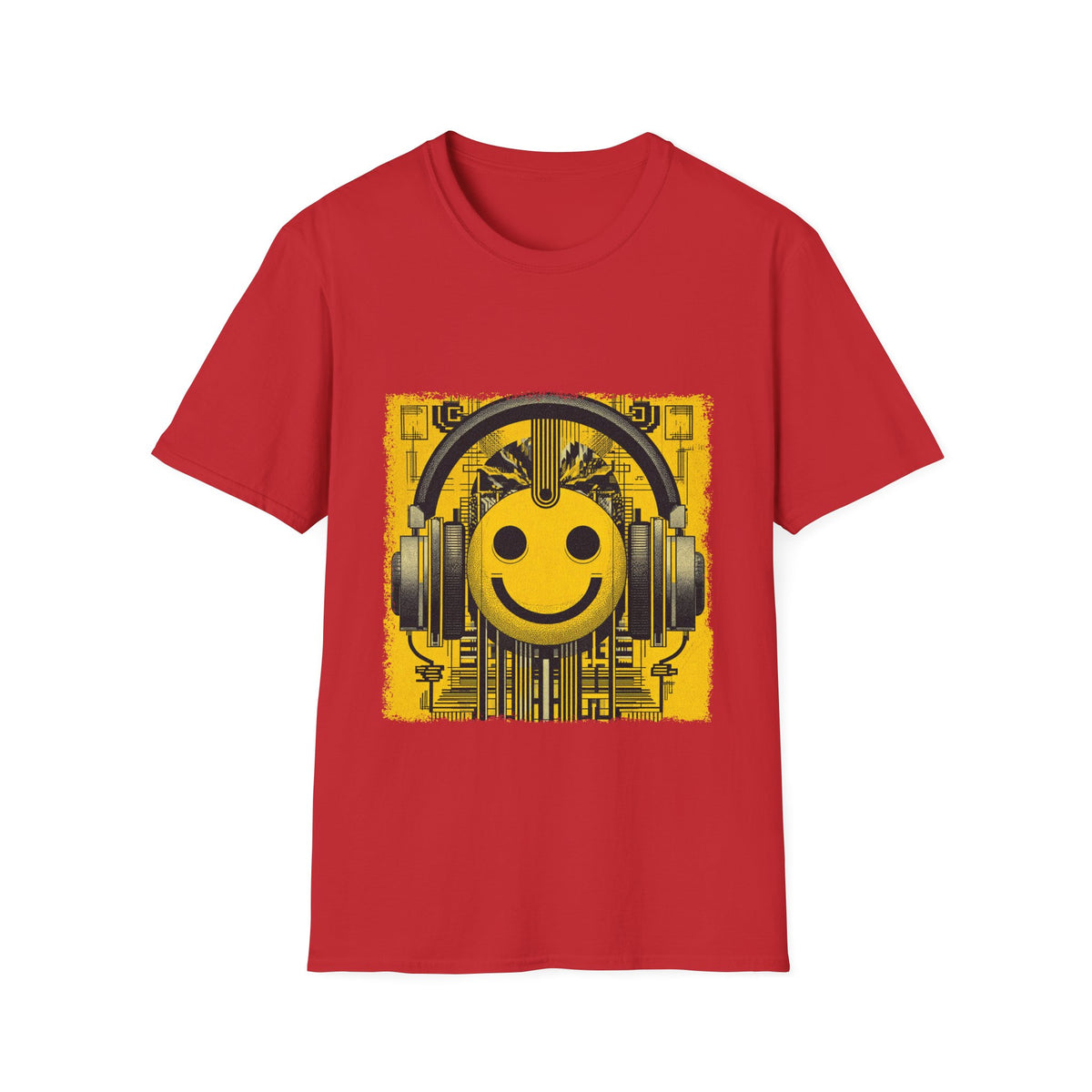 🎧 Smiley T-Shirt – Music, Good Vibes & Happy Days, Unisex, Colors ⚫🔵🔴🟠🟡⚪