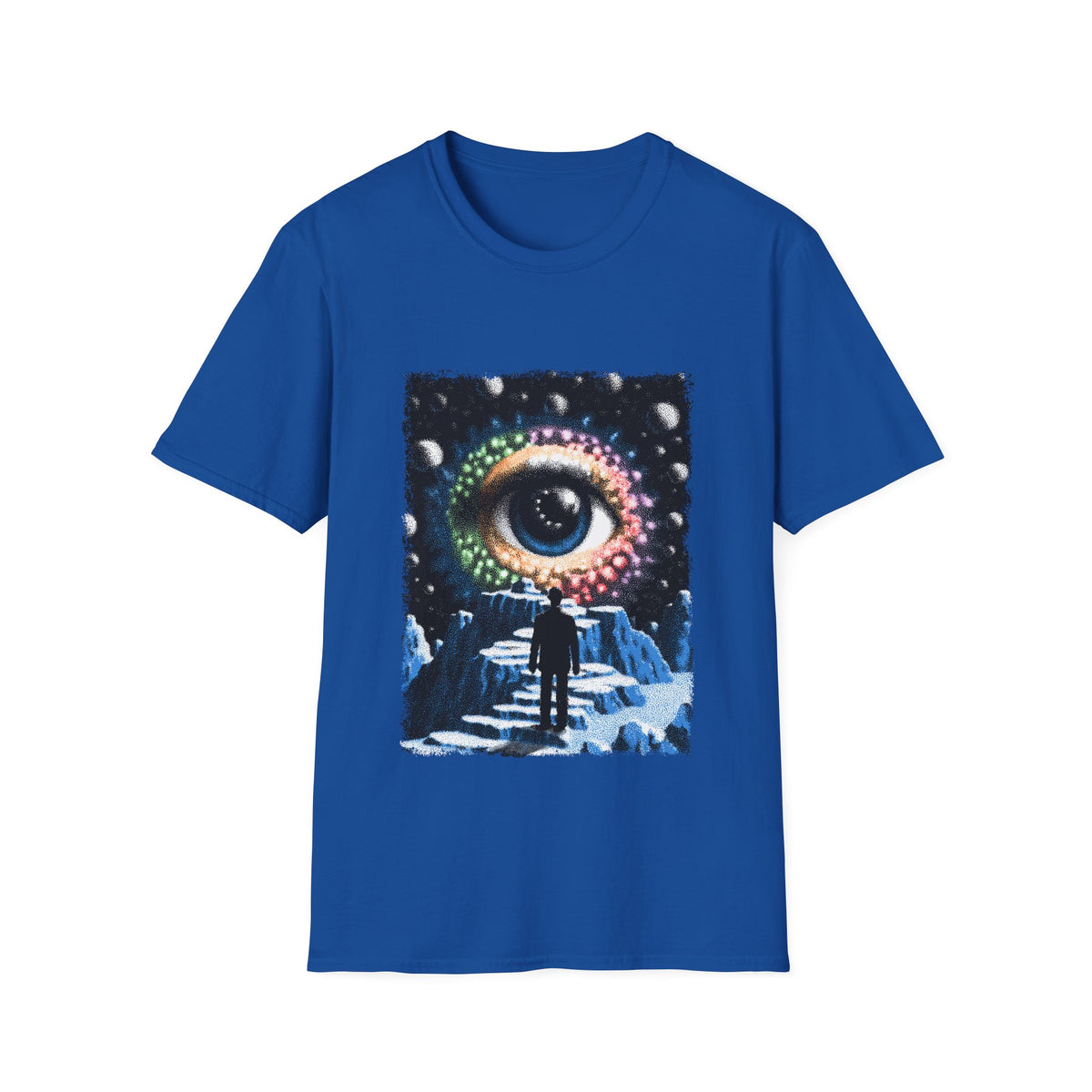 👁️ Surreal Watcher T-Shirt – Abstract Cosmic Vision Art Tee, Unisex, Colors ⚫🔵🔴🟡⚪