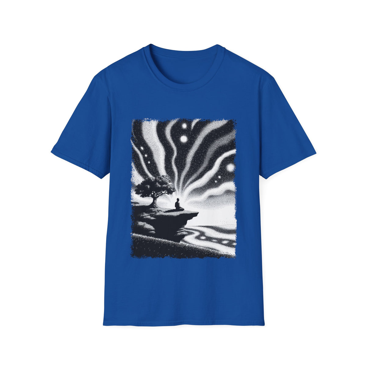 🧘‍♂️ B&W Meditation T-Shirt – Inner Peace, Unisex, Colors ⚫🔵🔴🟡⚪