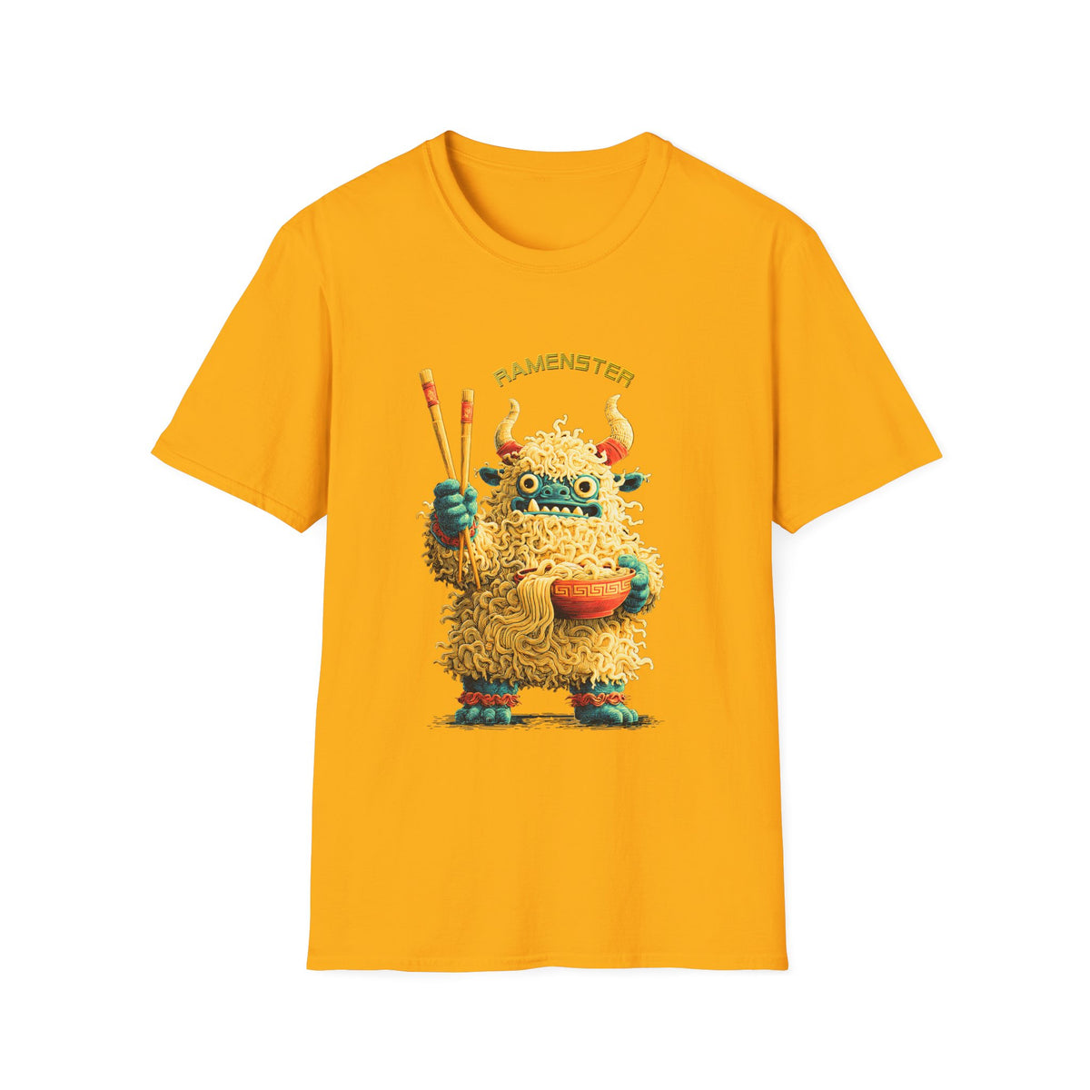 🍜 Ramen Monster – Slurp of Destruction Japanese Noodle T-Shirt, Unisex, Colors ⚫🔵🔴🟡⚪