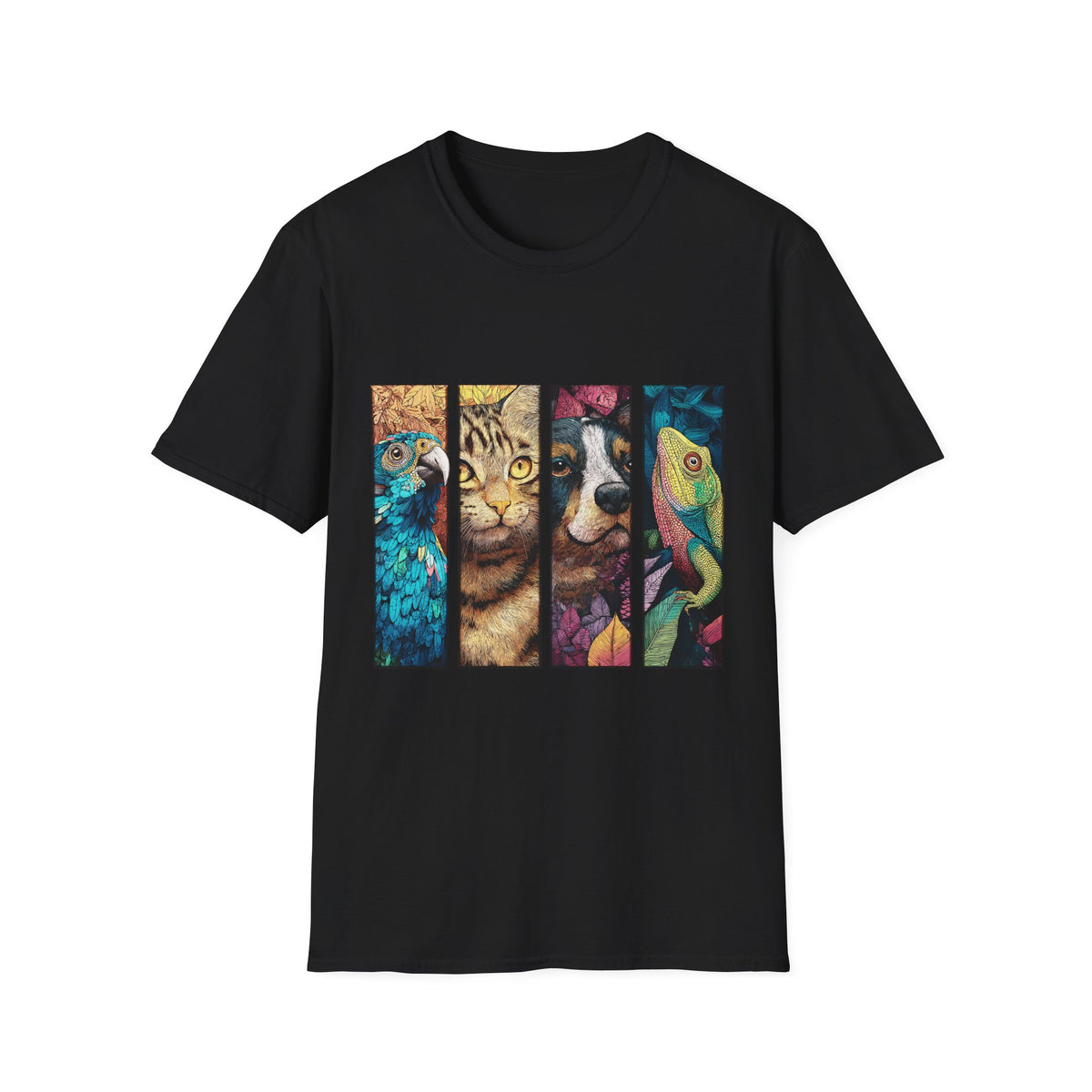 🐾 Pet Lovers Collage T-Shirt – Cute Pets Graphic Tee Animal Lover, Unisex, Colors ⚫🔵🔴🟢🟠🟡⚪
