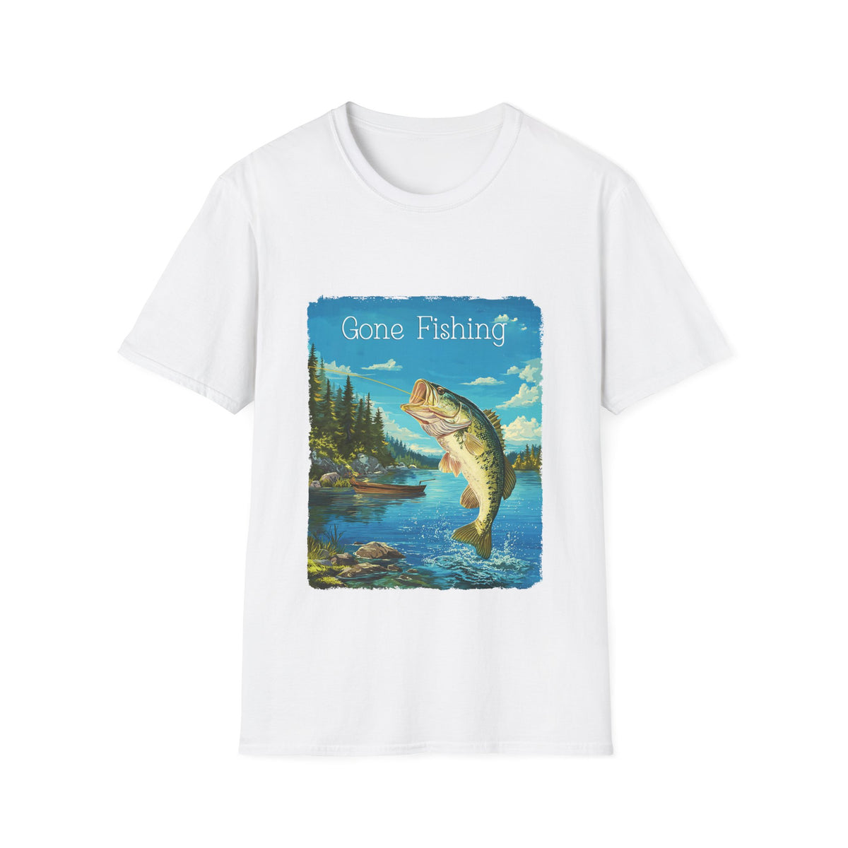 🎣 Gone Fishing T-Shirt, Unisex, Colors ⚫🔵🔴🟢🟡⚪