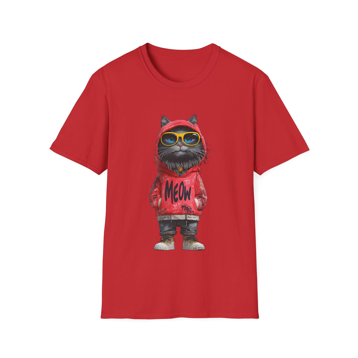 😎 Cool Hooded Cat T-Shirt, Unisex, Colors ⚫🔵🔴🟡⚪