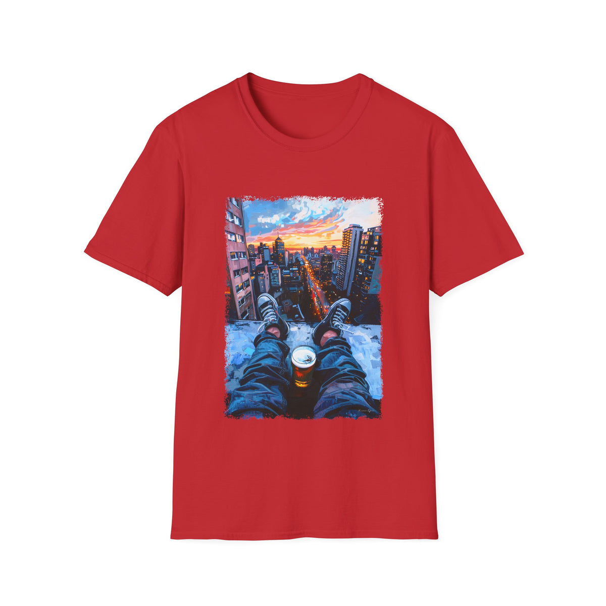 🍺 Chill Beer Rooftop Vibes T-Shirt, Unisex, Colors ⚫🔵🔴🟢 🟠 🟡⚪