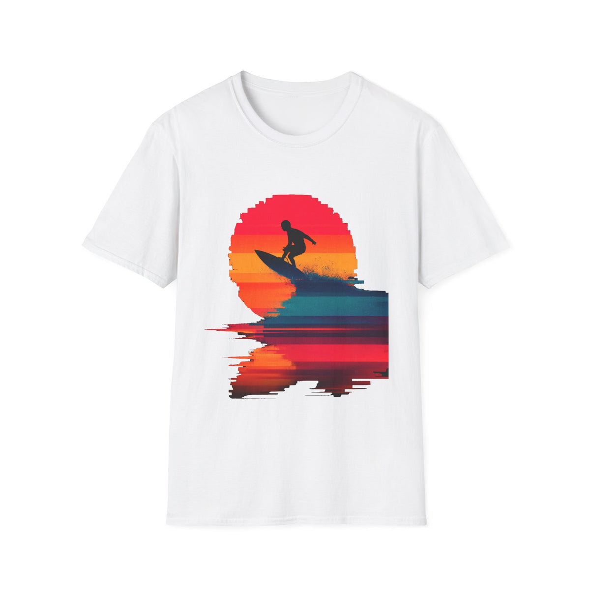 🏄 Sunset Surfing Vibes, Sports T-Shirt, Unisex, Colors ⚫🔵🔴🟡⚪