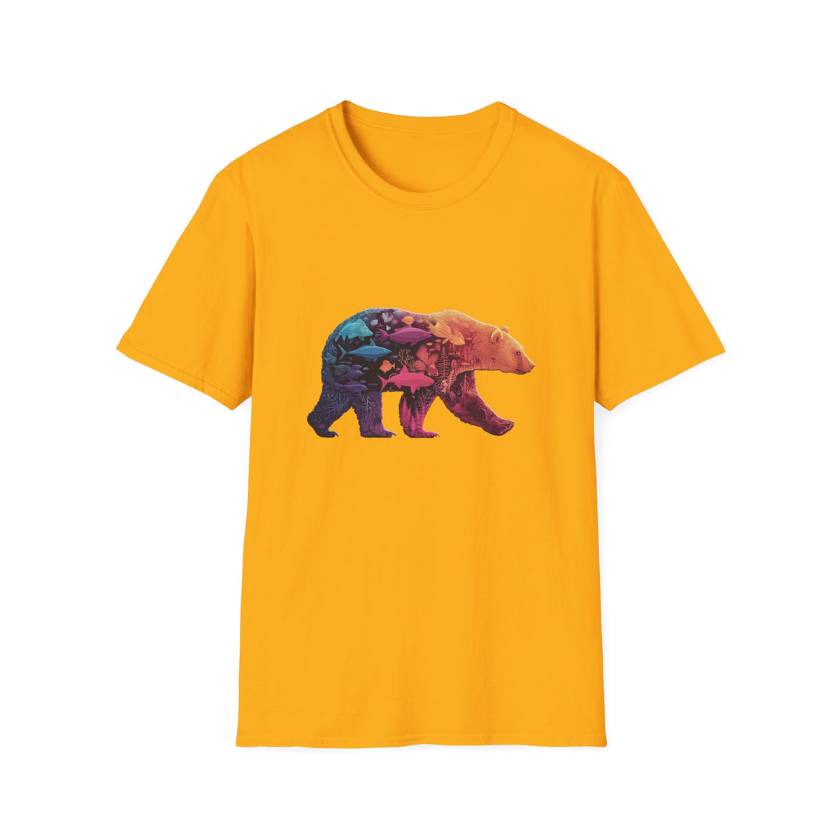 🐻 Bear Silhouette – Nature Wildlife Graphic T-Shirt, Unisex, Colors ⚫🔵🔴🟠🟡⚪