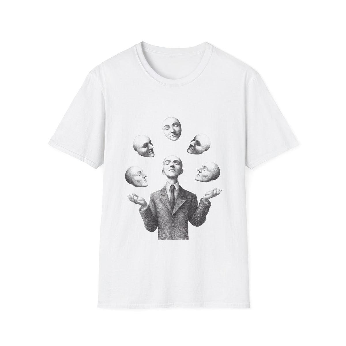🤹 Juggling Myself – Surreal Juggler T-Shirt, Unique artwork tee, Unisex, Colors ⚫🔵🔴🟡⚪