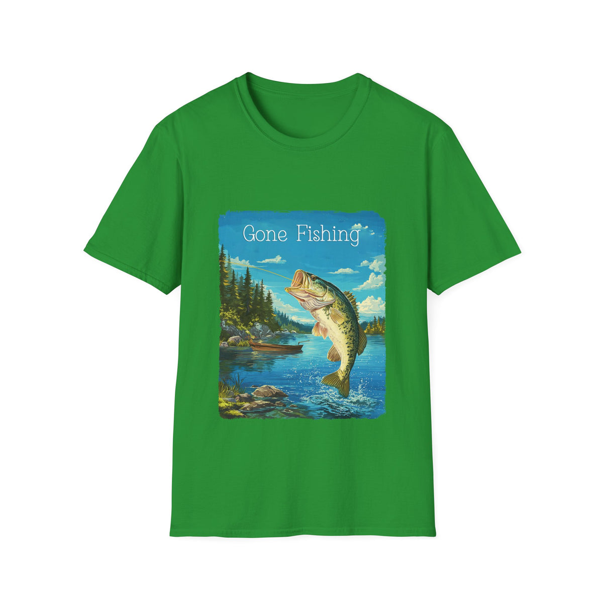 🎣 Gone Fishing T-Shirt, Unisex, Colors ⚫🔵🔴🟢🟡⚪
