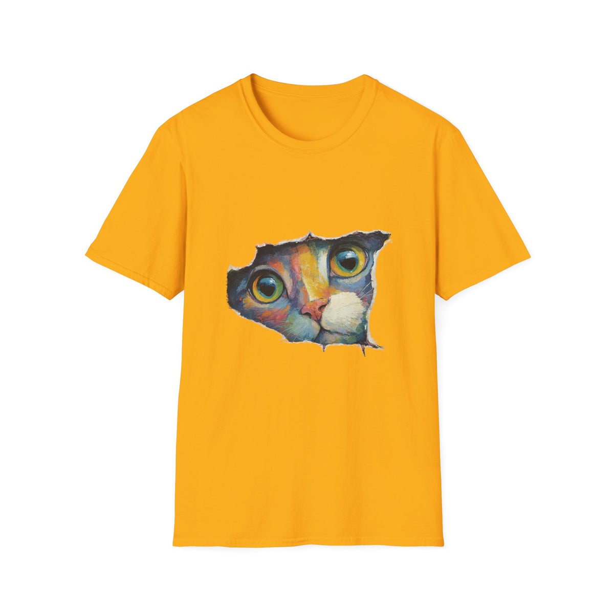 🐱 Cute Cat Peeking T-Shirt – Funny Cat Lover Gift, Unisex, Colors ⚫🔵🔴🟠🟡⚪