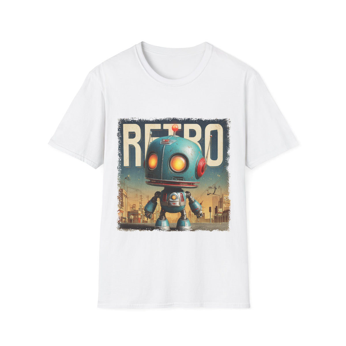 🤖 Retro Robot T-Shirt – Classic Sci-Fi Design, Unisex, Colors ⚫🔵🔴🟠🟡⚪