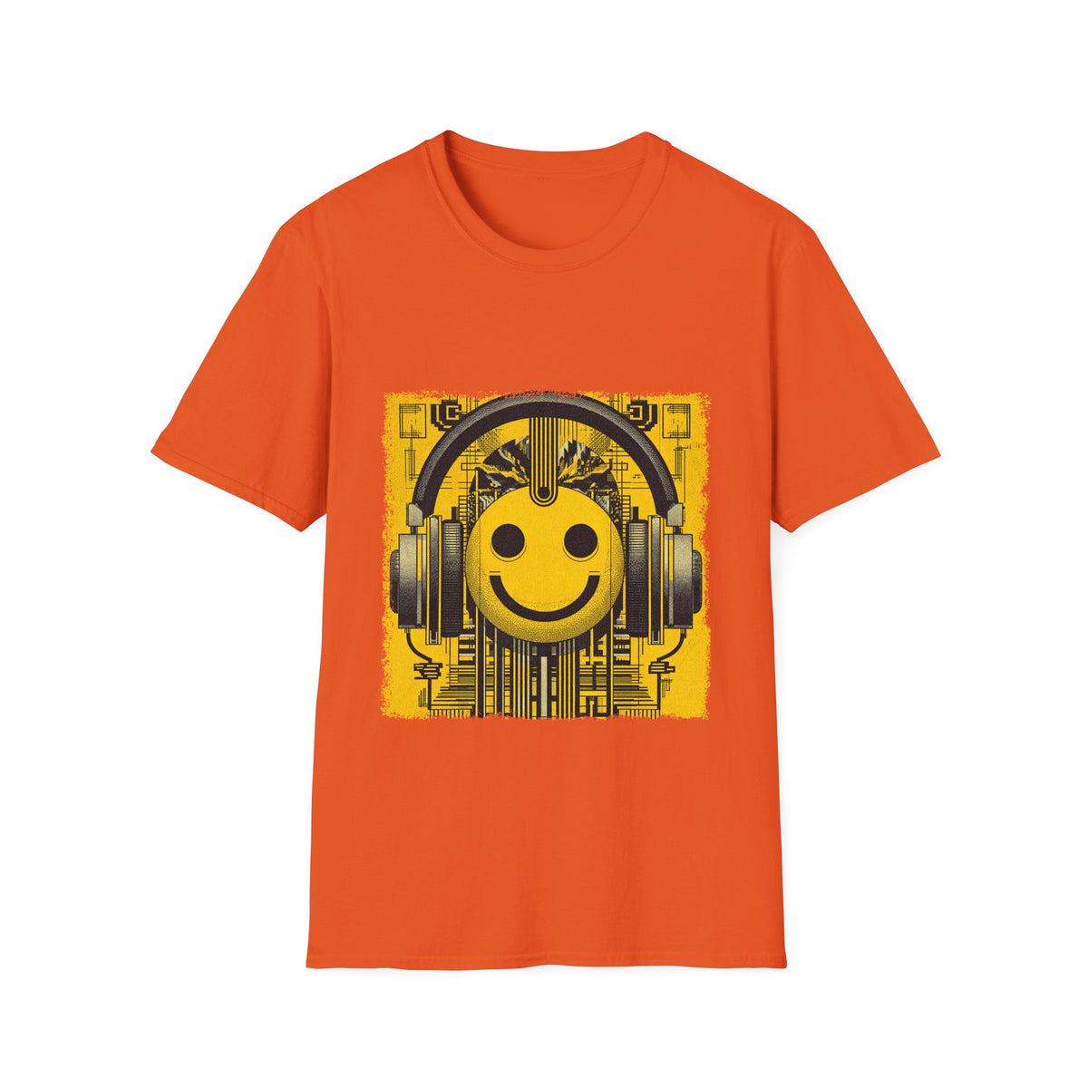 🎧 Smiley T-Shirt – Music, Good Vibes & Happy Days, Unisex, Colors ⚫🔵🔴🟠🟡⚪