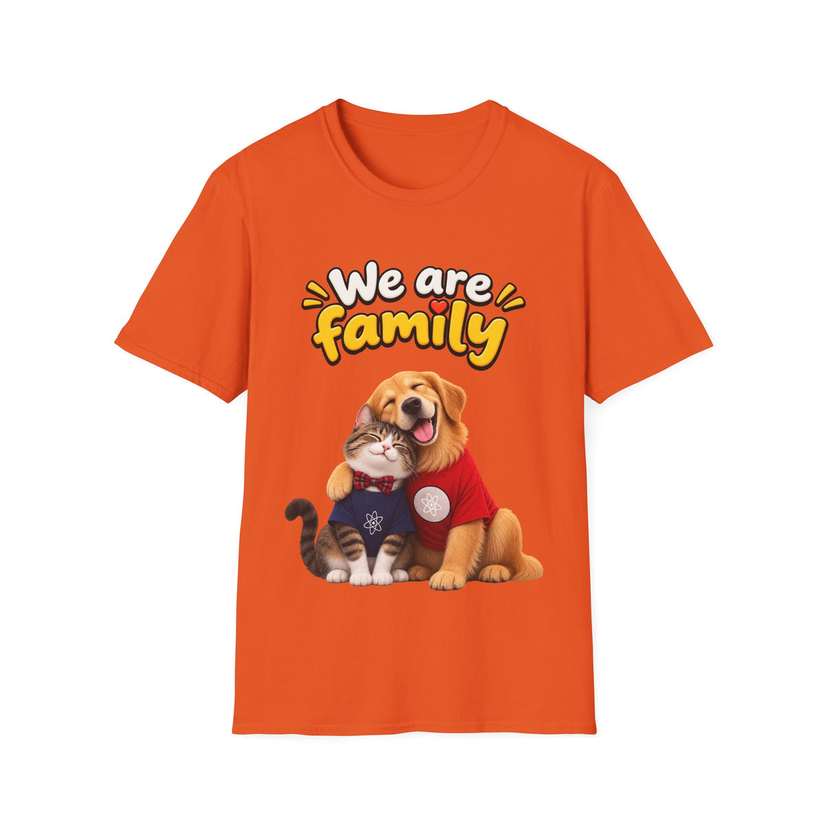 😻🐶 Cat & Dog Best Friends – Cute Hugging Animals T-Shirt, Unisex, Colors ⚫🔵🟢🟠🟡⚪