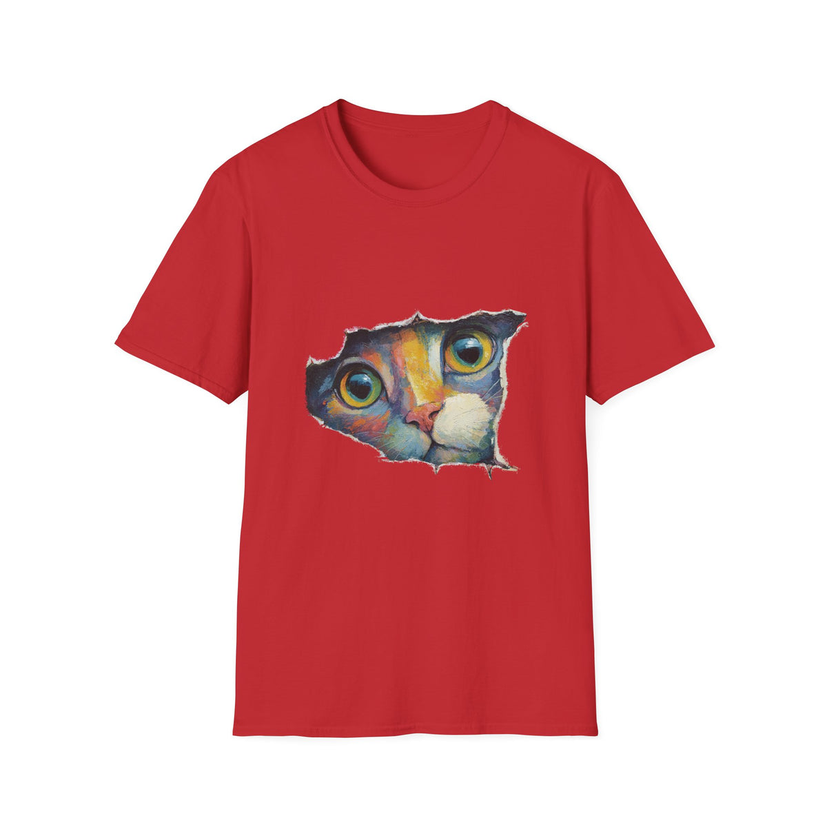 🐱 Cute Cat Peeking T-Shirt – Funny Cat Lover Gift, Unisex, Colors ⚫🔵🔴🟠🟡⚪