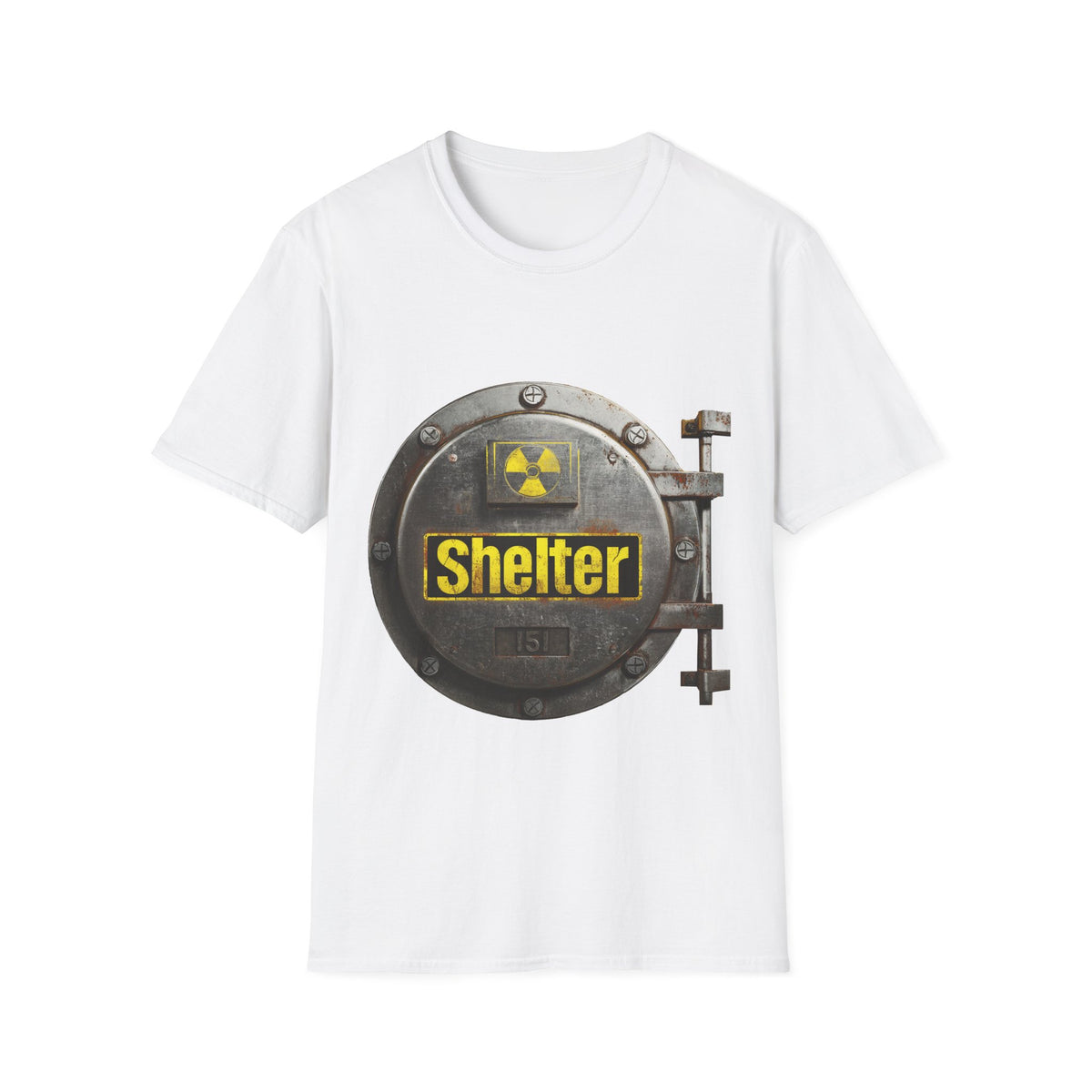☢️ Shelter T-Shirt – Post-Apocalyptic, Unisex, Colors ⚫🔵🔴🟠🟡⚪