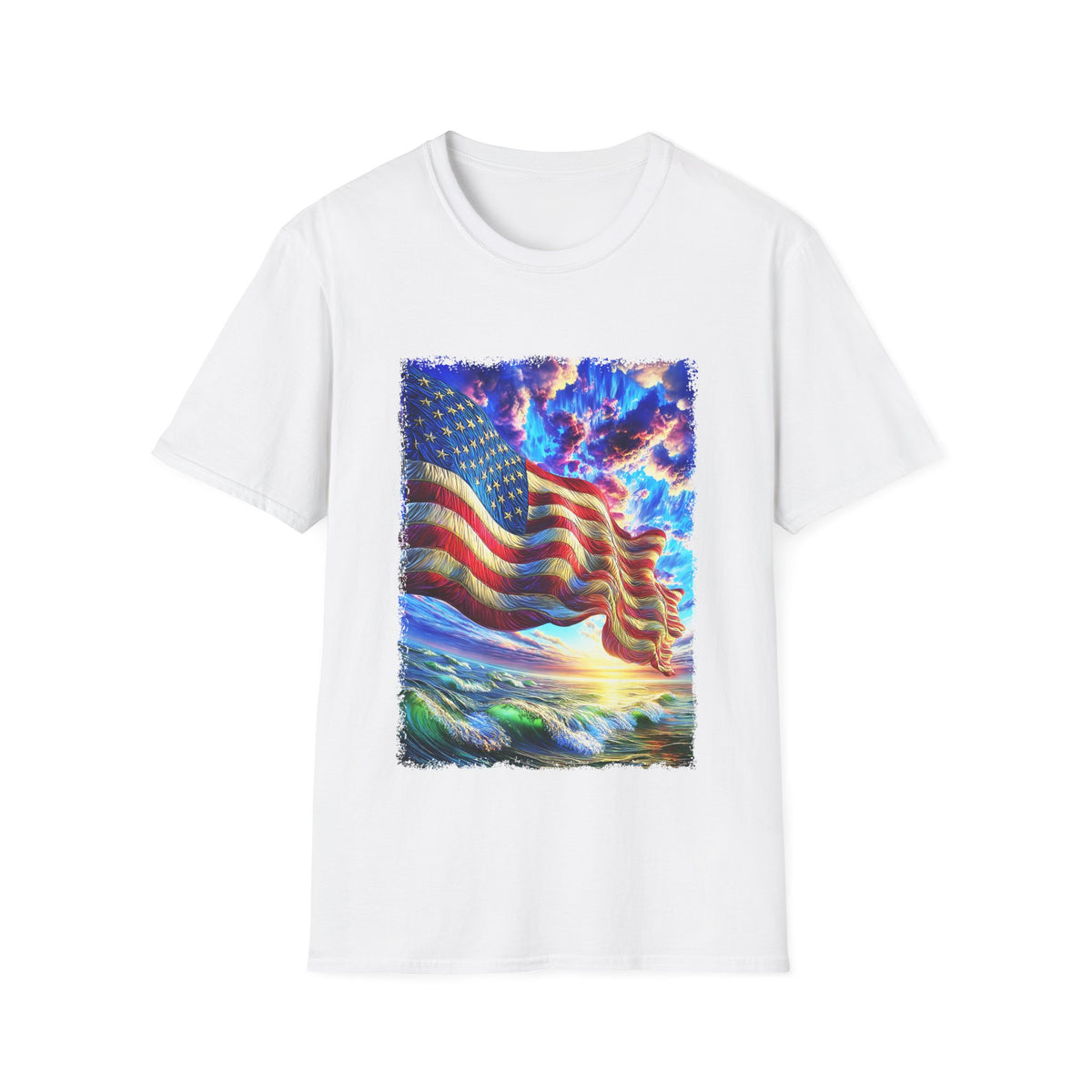 🇺🇸 American Flag T-Shirt | Patriotic USA Shirt | 4th of July Shirt, Unisex, Colors ⚫🔵🔴🟡⚪