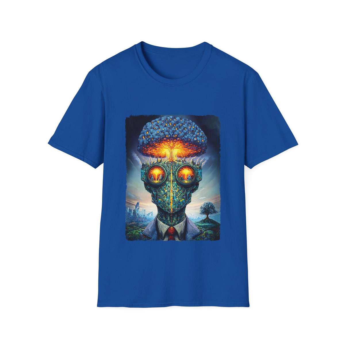 🤯 Atom Head – Surreal Streetwear Graphic Tee, Unisex, Colors ⚫🔵🔴🟡⚪