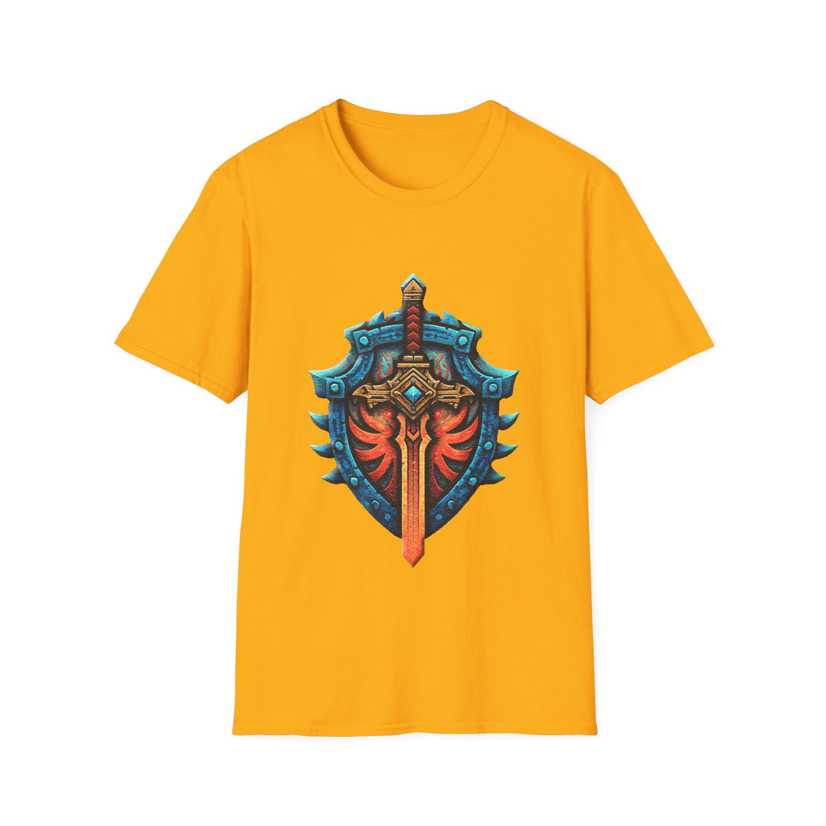 🛡️ Shield & Sword Warrior T-Shirt – Strength, Honor, Unisex, Colors ⚫🔵🔴🟡⚪