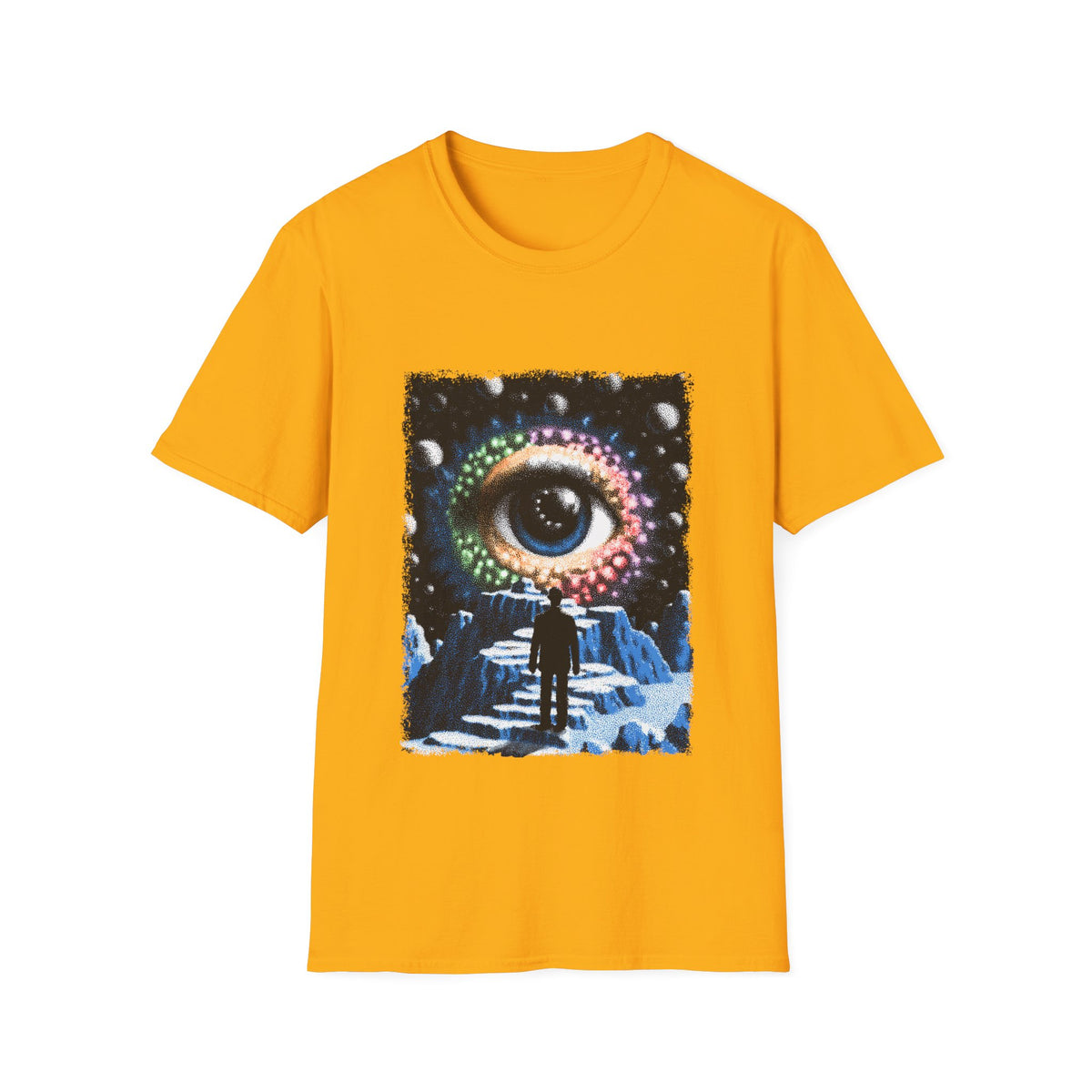 👁️ Surreal Watcher T-Shirt – Abstract Cosmic Vision Art Tee, Unisex, Colors ⚫🔵🔴🟡⚪