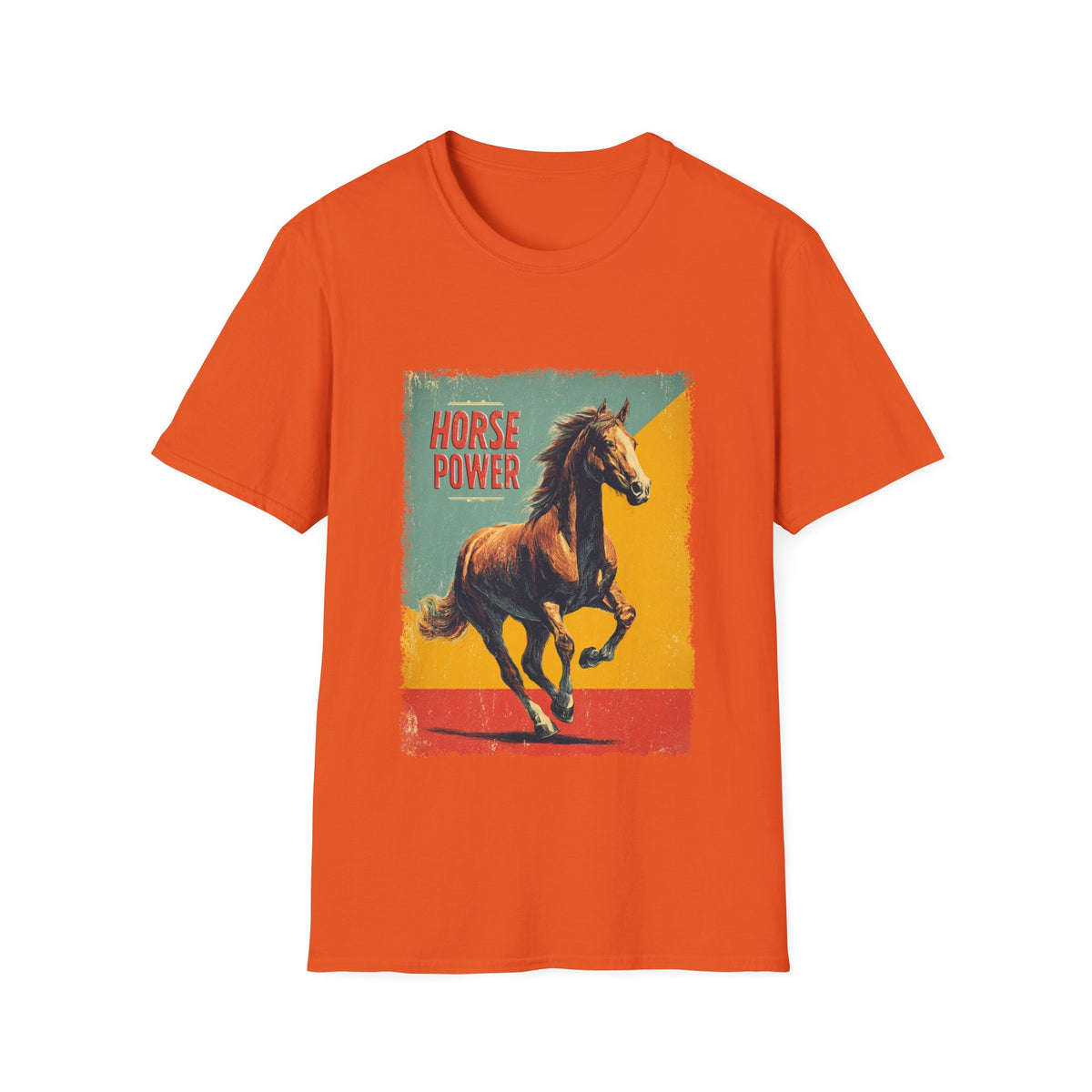 🐴 Retro Horse Power Vintage T-Shirt | Classic Muscle Horse Graphic Tee, Unisex, Colors ⚫🔵🔴🟠🟡⚪