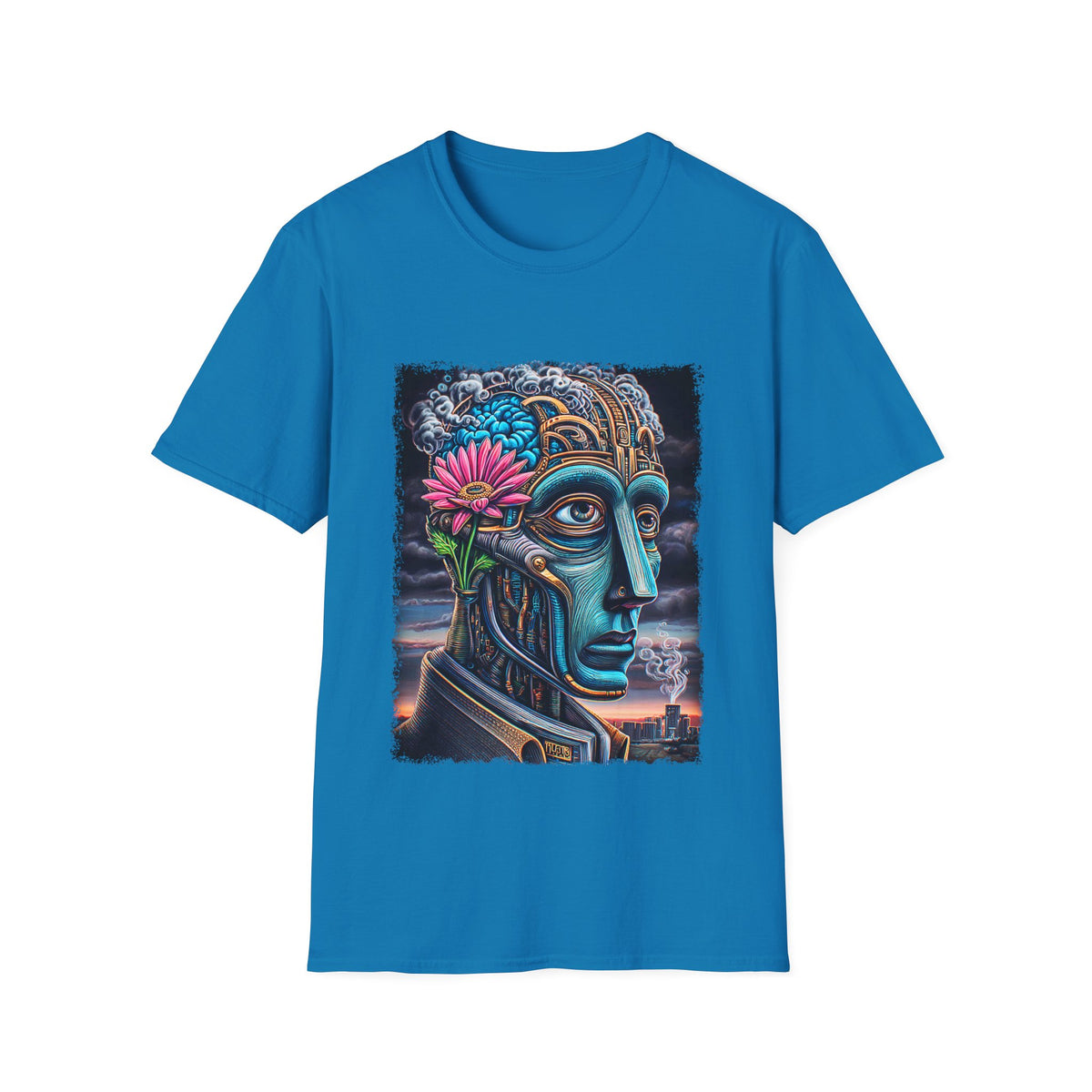🖼️ Surreal T-Shirt – Mechanical Human Art, Unisex, Colors ⚫🔵🔴🟡⚪