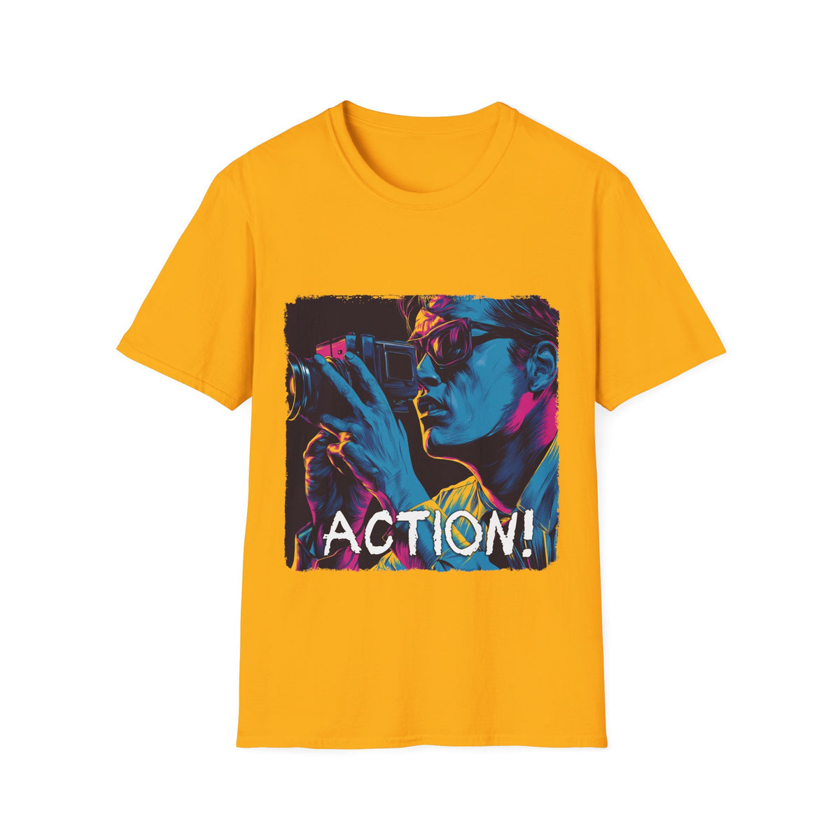 🎥 Action! - Film Graphic Tee – Cinema Lover T-Shirt, Unisex, Colors ⚫🔵🔴🟡⚪