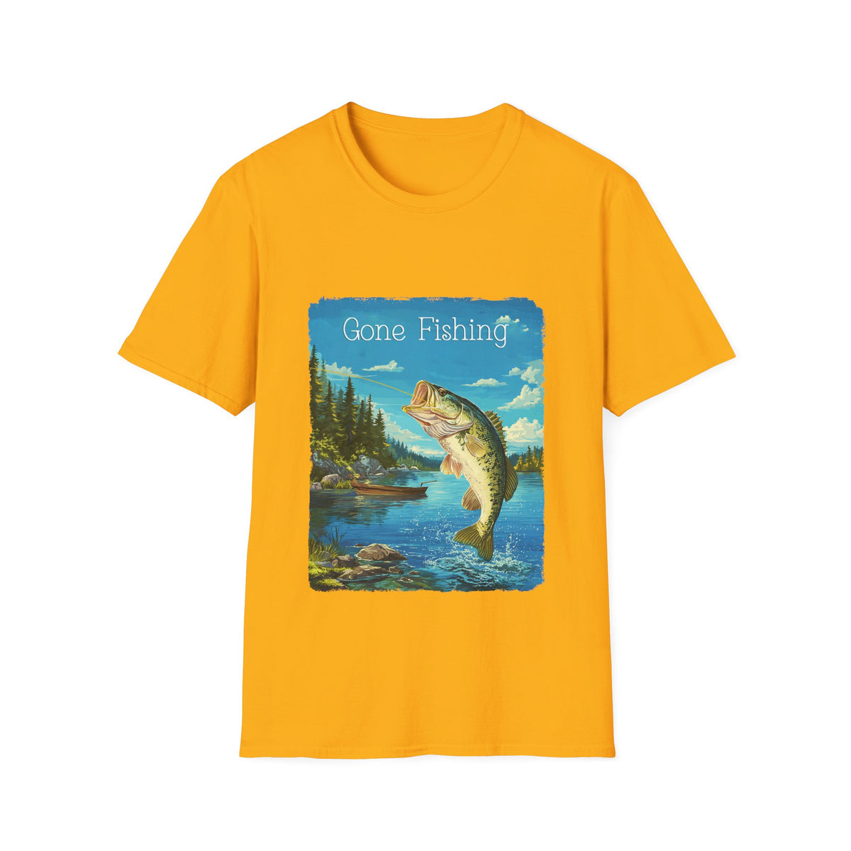 🎣 Gone Fishing T-Shirt, Unisex, Colors ⚫🔵🔴🟢🟡⚪