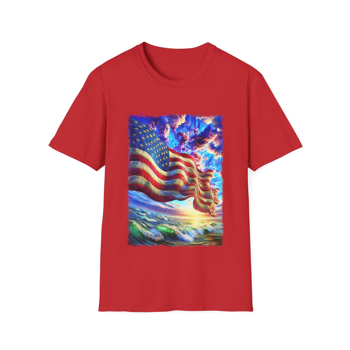 🇺🇸 American Flag T-Shirt | Patriotic USA Shirt | 4th of July Shirt, Unisex, Colors ⚫🔵🔴🟡⚪