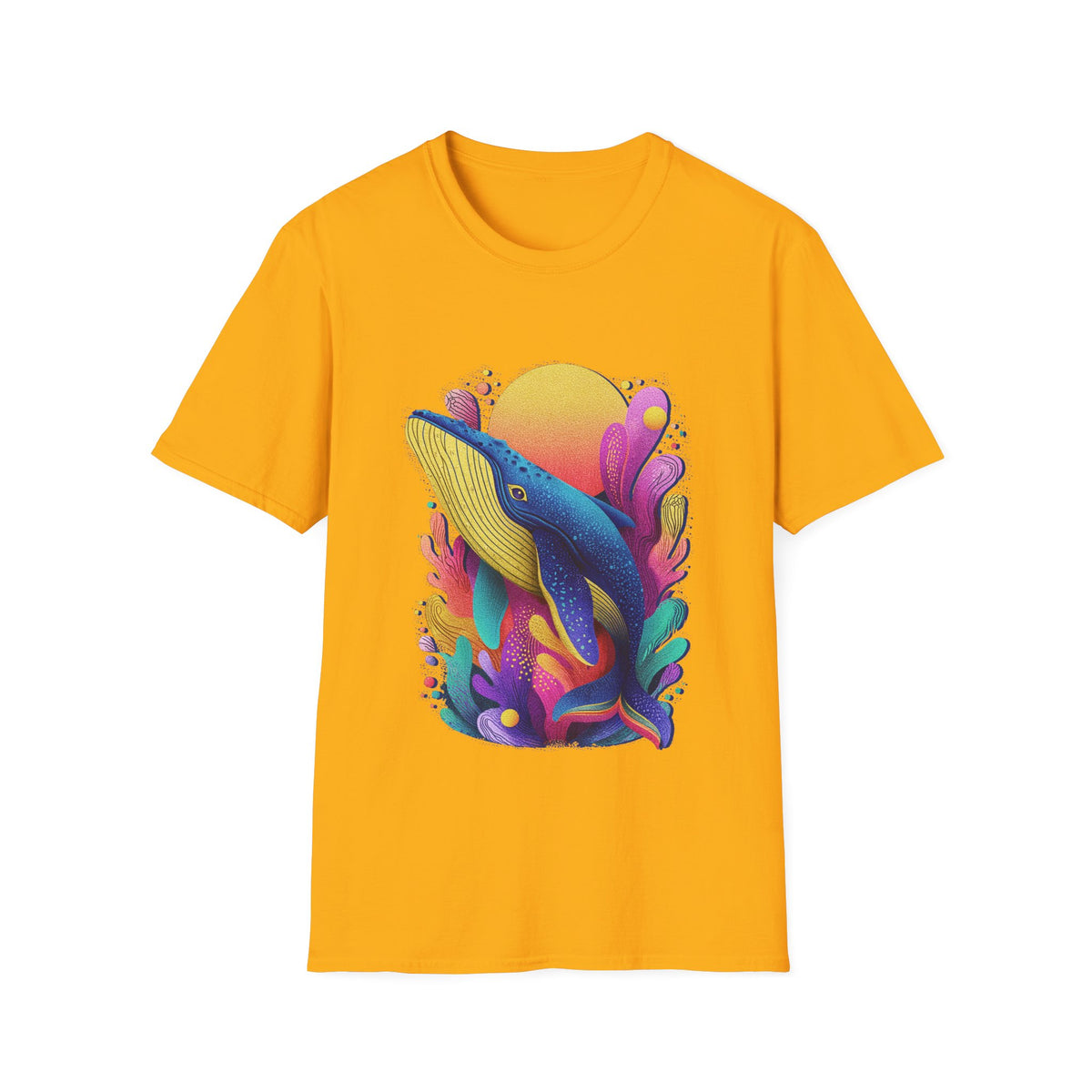 🐳 Majestic Whale Ocean T-Shirt – Minimal Marine Life Graphic Tee, Unisex, Colors ⚫🔵🔴🟠🟡⚪