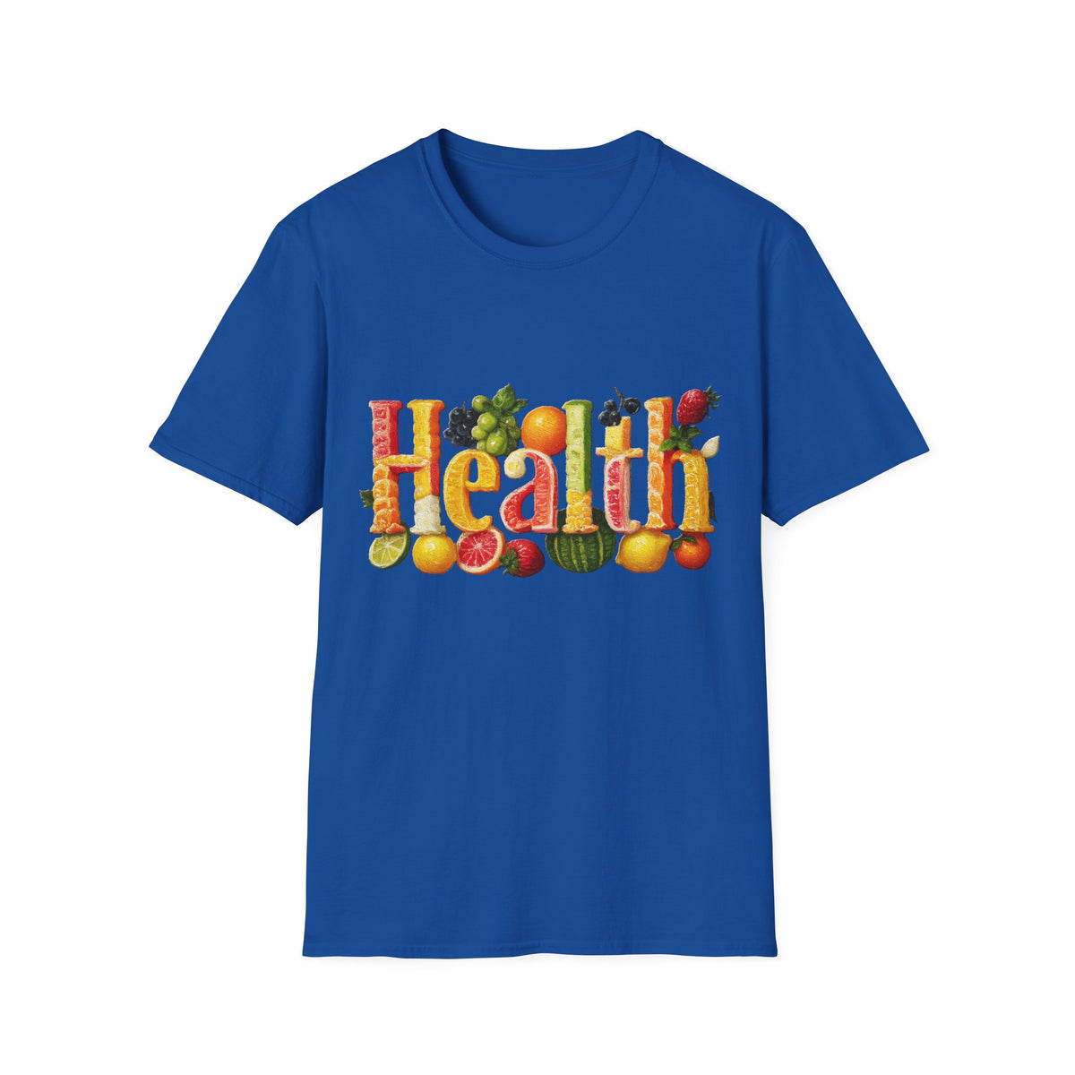 ⚕️ Health Typography Fruit T-Shirt | Healthy Lifestyle, Unisex, Colors ⚫🔵🔴🟡⚪