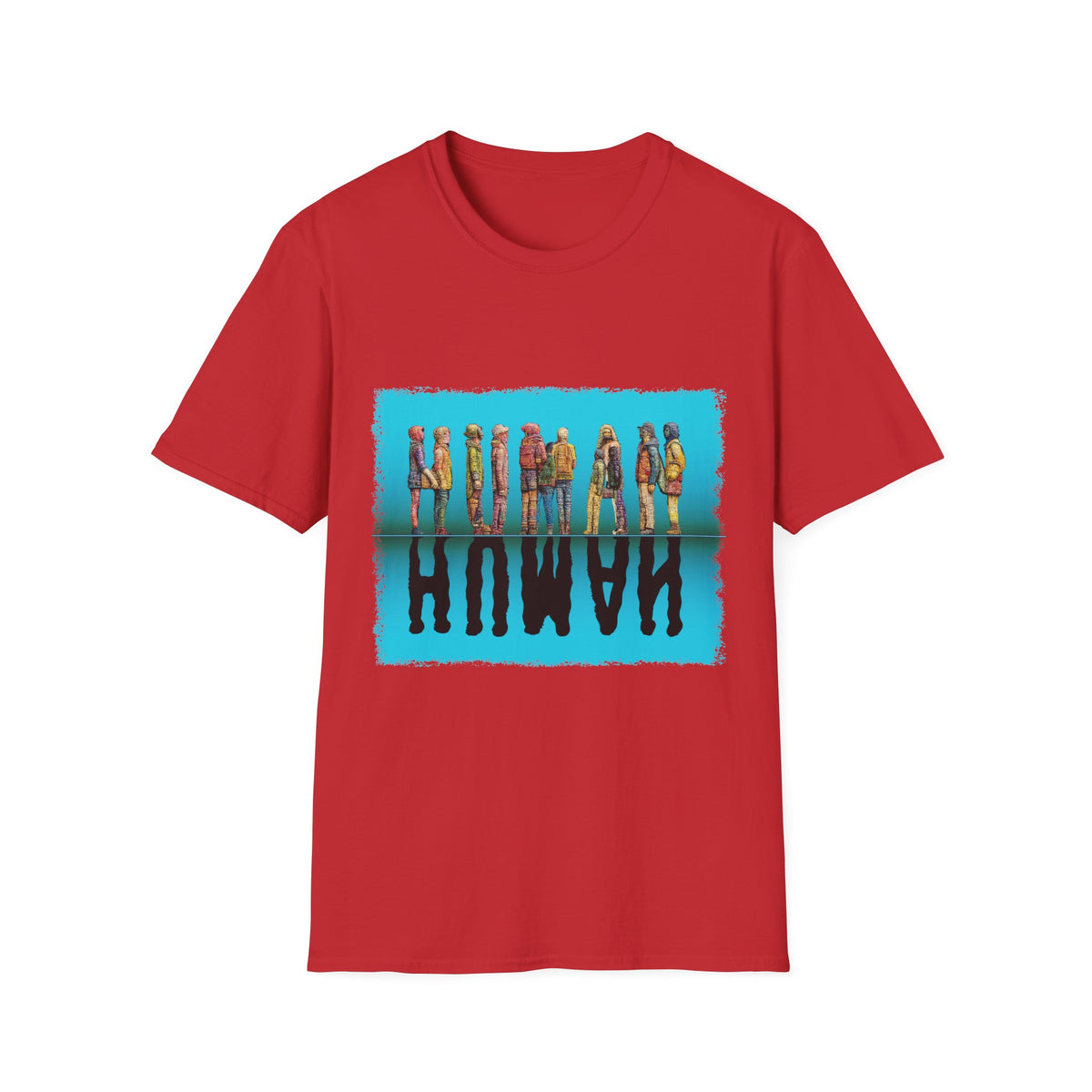 👥 HUMAN Typography T-Shirt, Unisex, Colors ⚫🔵🔴🟡⚪