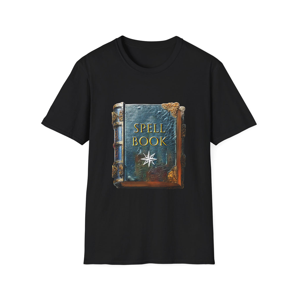 🔮 Mystical Spell Book T-Shirt – Vintage Magic Grimoire Graphic Tee, Unisex, Colors ⚫🔵🔴🟢🟠🟡⚪